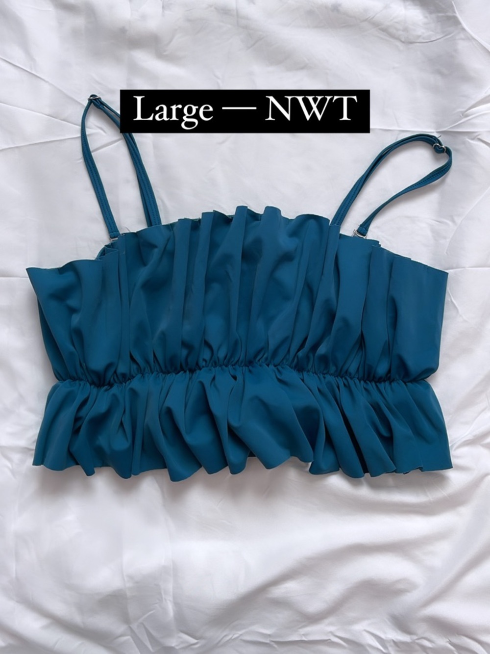 Kortni jeane Teal oversized Ruffle Top - Large